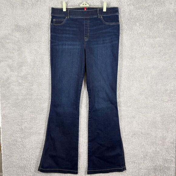 Spanx‎ Flare Pull-On Jeans Size XL Midnight Blue Stretch Smoothing Denim Casual - Picture 1 of 11